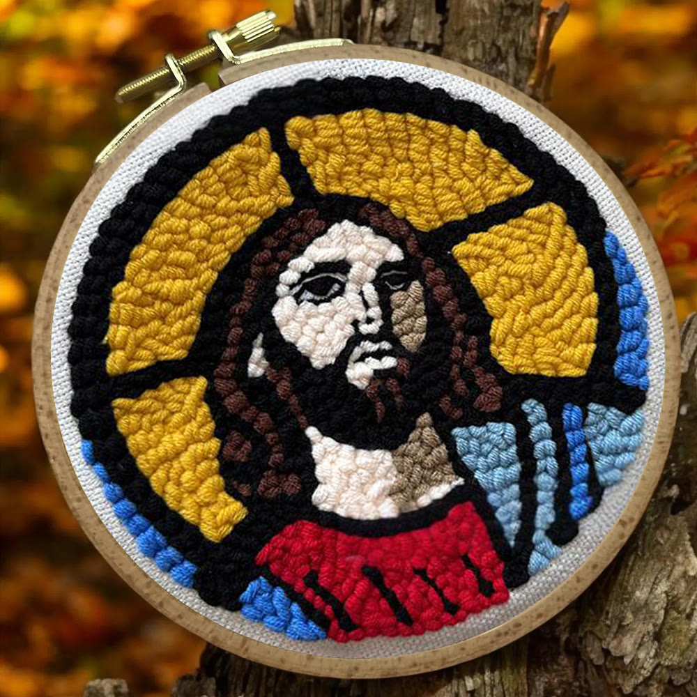 Jesus Christ Punch Needle Kit - Religious Wall Hanging |  Diy Handmade Craft - image 1