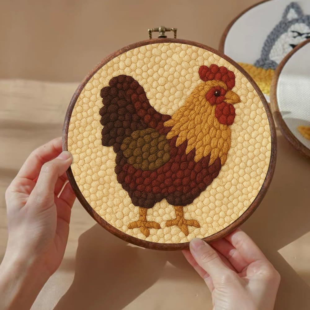  Rooster Punch Needle Kit - Perfect Craft For Animal Lovers | Handmade Beginner Set - image 2