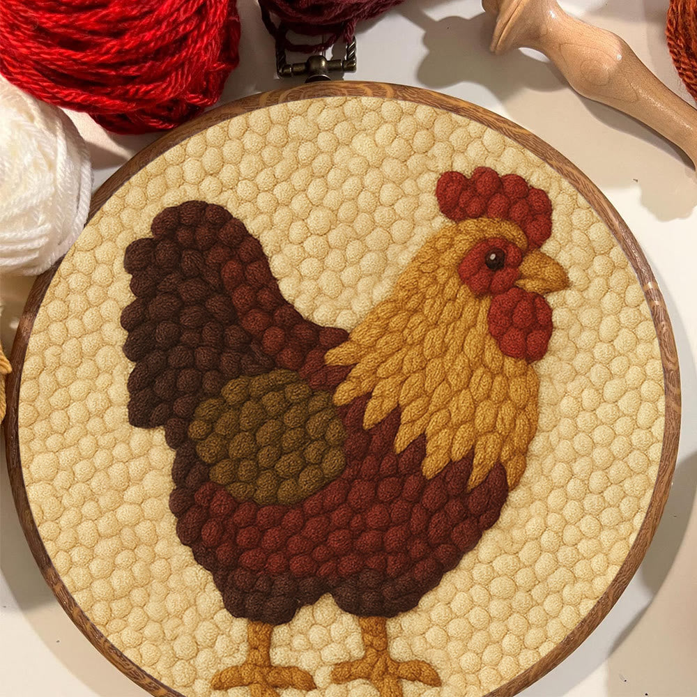  Rooster Punch Needle Kit - Perfect Craft For Animal Lovers | Handmade Beginner Set - image 1