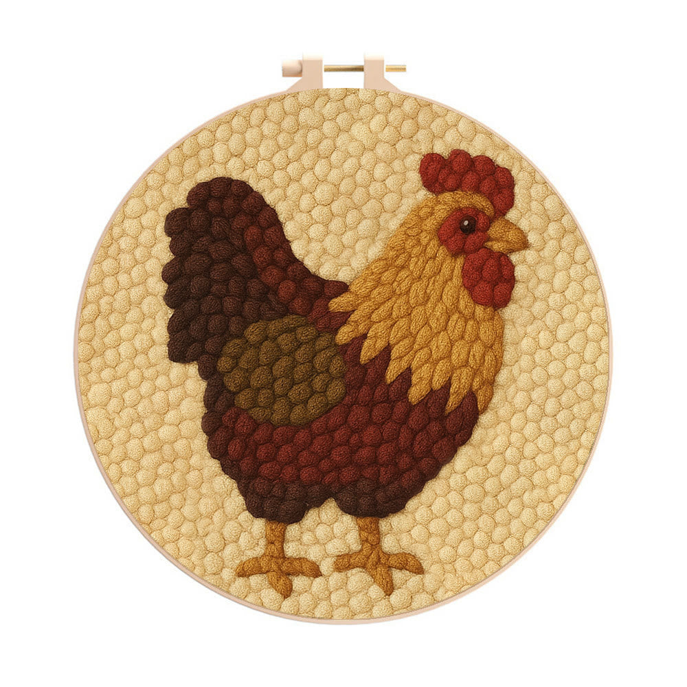  Rooster Punch Needle Kit - Perfect Craft For Animal Lovers | Handmade Beginner Set - 20cm*20cm - image 0