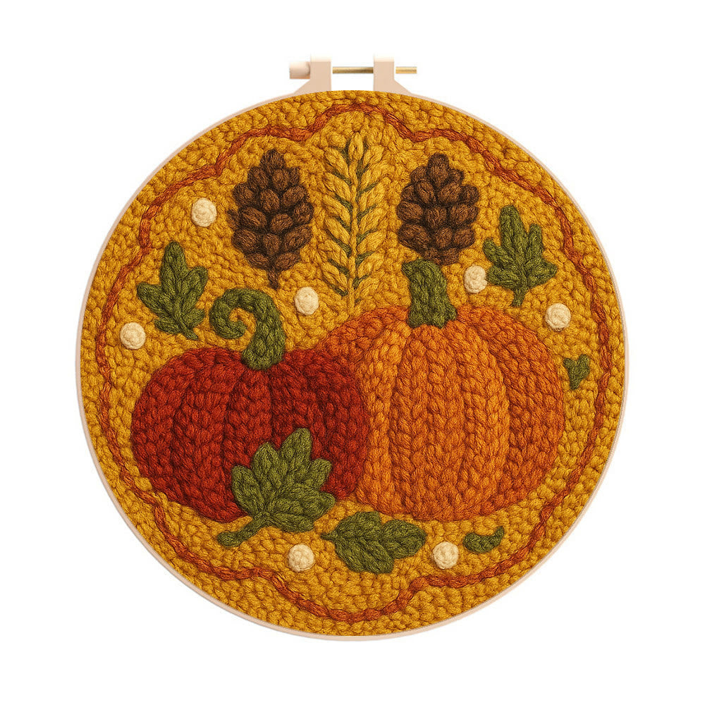  Autumn Pumpkin Punch Needle Kit - Halloween Vibes Handicraft | Unique Thanksgiving Gifts | Diy Home Decor   - 20cm*20cm - image 0