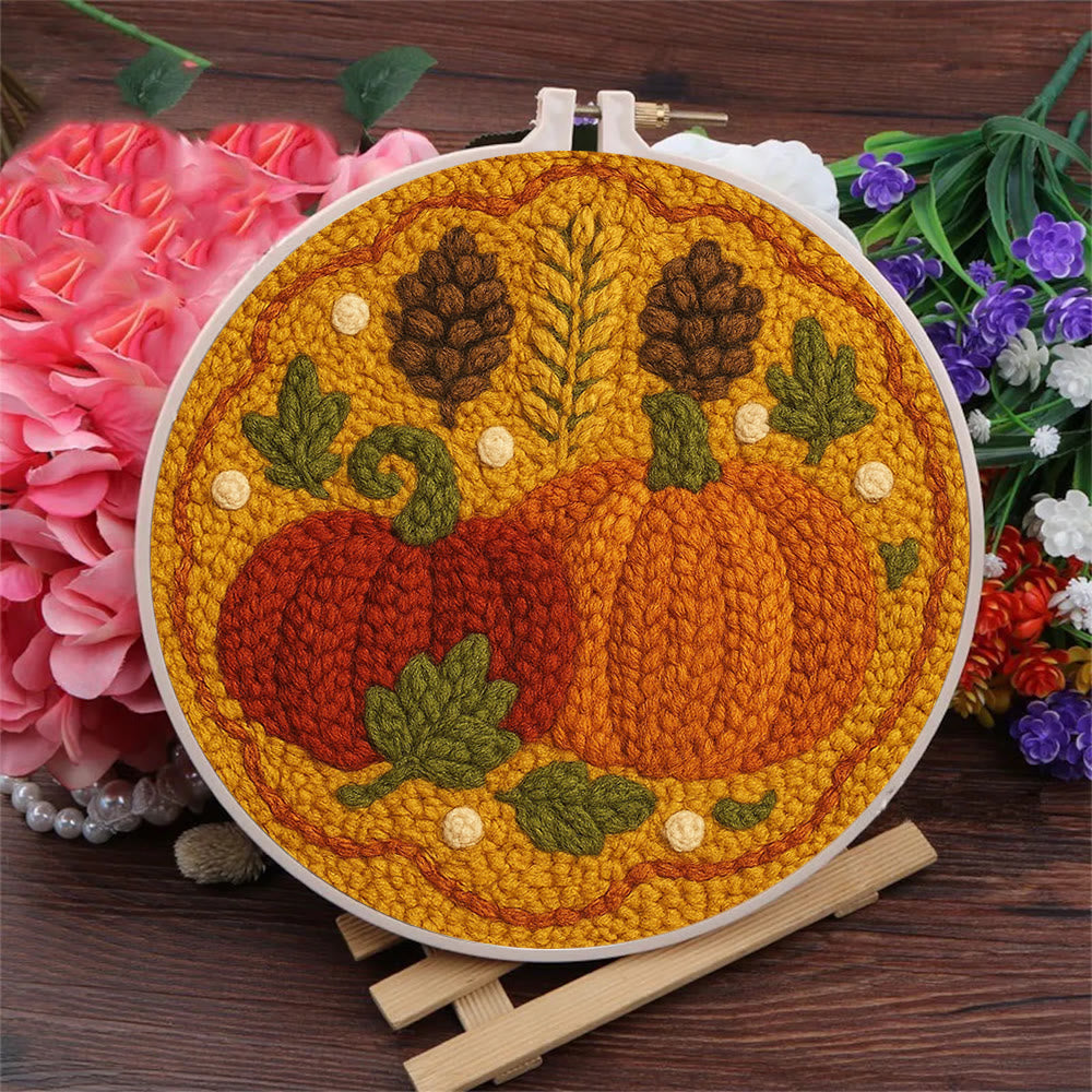  Autumn Pumpkin Punch Needle Kit - Halloween Vibes Handicraft | Unique Thanksgiving Gifts | Diy Home Decor   - image 1