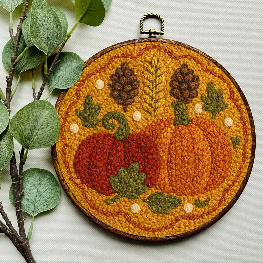  Autumn Pumpkin Punch Needle Kit - Halloween Vibes Handicraft | Unique Thanksgiving Gifts | Diy Home Decor   - image 3