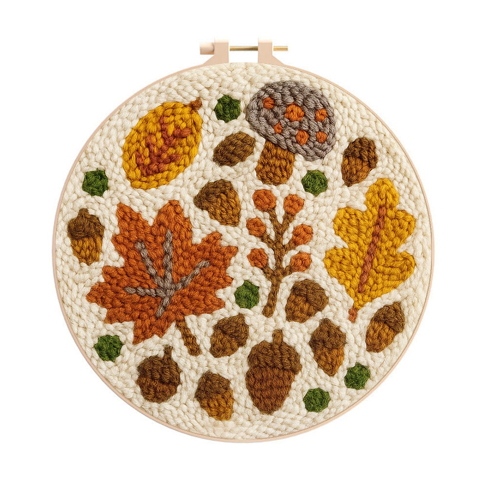Fallen Plants Punch Needle Kit - Autumn Desk Decoration | Easy Handmade Artwork - 20cm*20cm - image 0