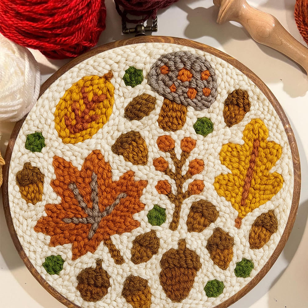 Fallen Plants Punch Needle Kit - Autumn Desk Decoration | Easy Handmade Artwork - image 1