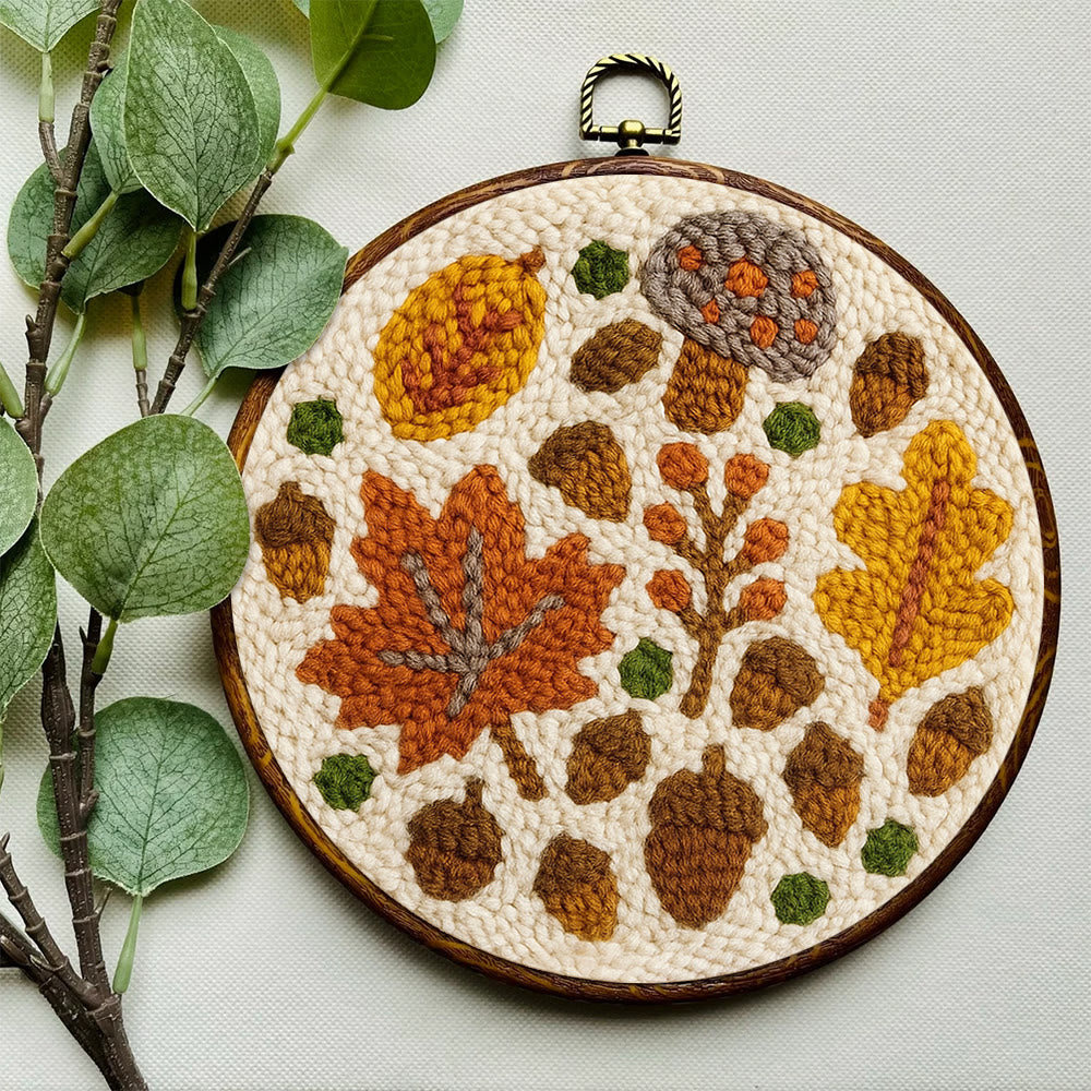 Fallen Plants Punch Needle Kit - Autumn Desk Decoration | Easy Handmade Artwork - image 3