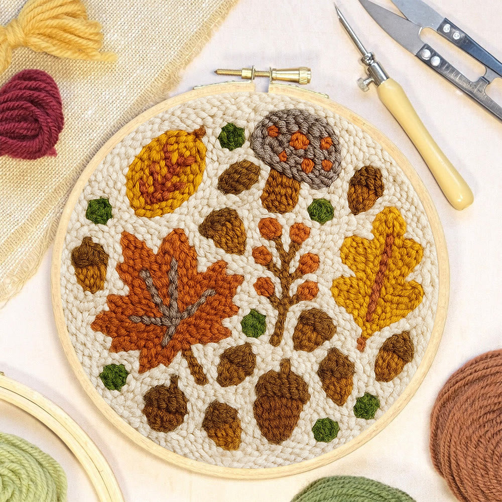 Fallen Plants Punch Needle Kit - Autumn Desk Decoration | Easy Handmade Artwork - image 4