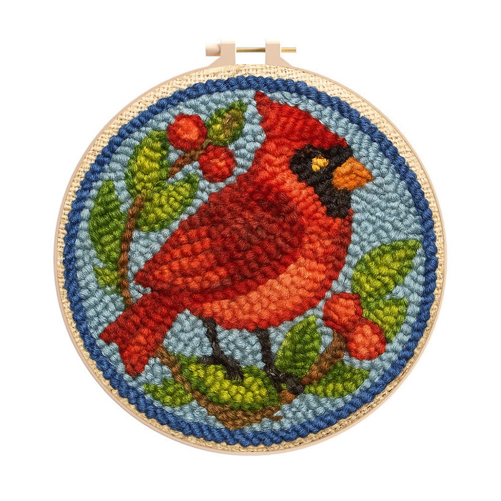 Christmas Cardinal Punch Needle Kit - Christmas Decoration Needlework | Gifts For Bird Lovers  - 20cm*20cm - image 0