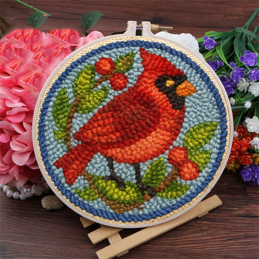 Christmas Cardinal Punch Needle Kit - Christmas Decoration Needlework | Gifts For Bird Lovers  - image 1