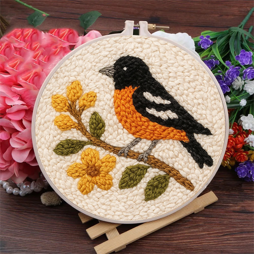 Oriole Bird Punch Needle Kit - Decorative Gift For Housewarming | Perfect Craft For Bird Lovers - image 1
