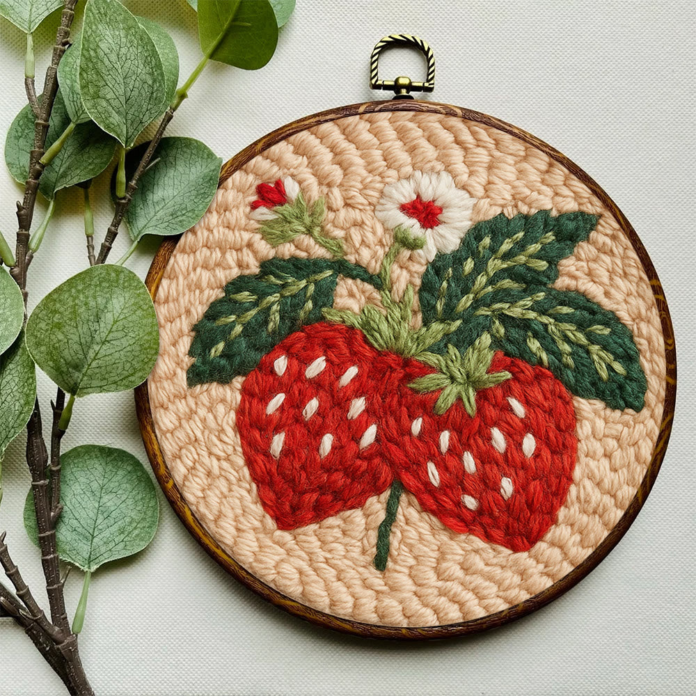 Strawberries Punch Needle Kit - Diy Needlework For Child | Beginner Friendly Handicraft - image 4