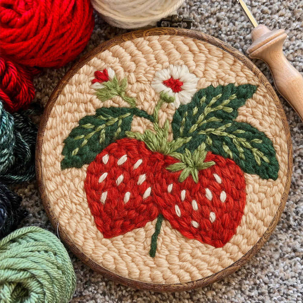 Strawberries Punch Needle Kit - Diy Needlework For Child | Beginner Friendly Handicraft - image 6