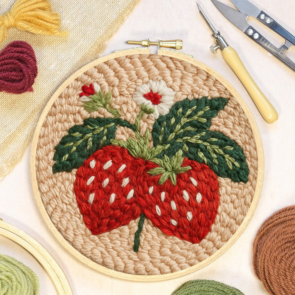 Strawberries Punch Needle Kit - Diy Needlework For Child | Beginner Friendly Handicraft - image 5