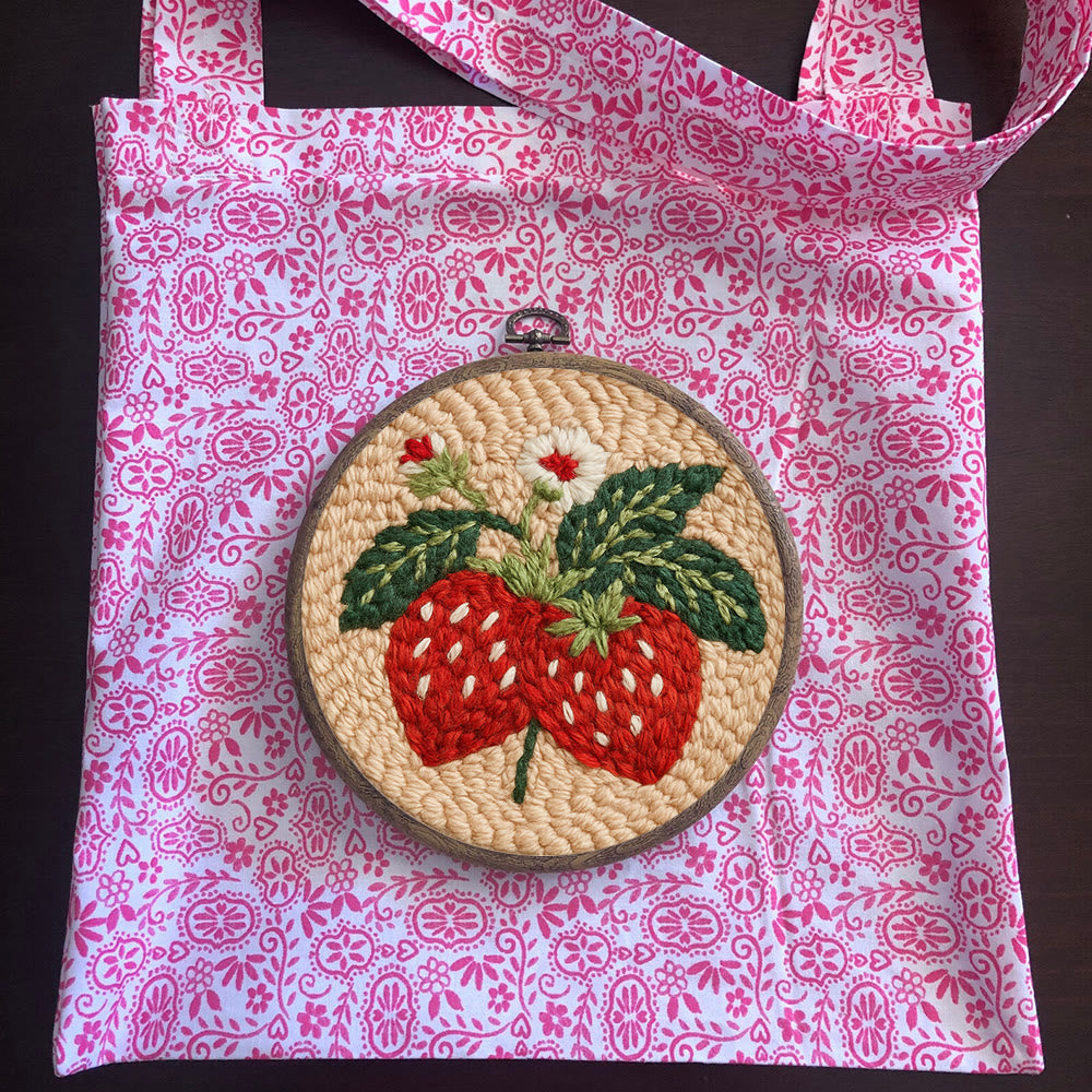 Strawberries Punch Needle Kit - Diy Needlework For Child | Beginner Friendly Handicraft - image 10