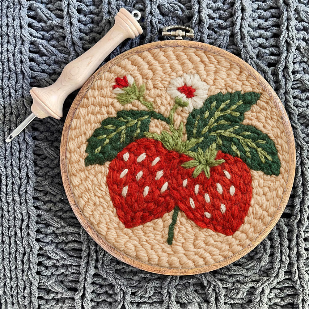 Strawberries Punch Needle Kit - Diy Needlework For Child | Beginner Friendly Handicraft - image 8