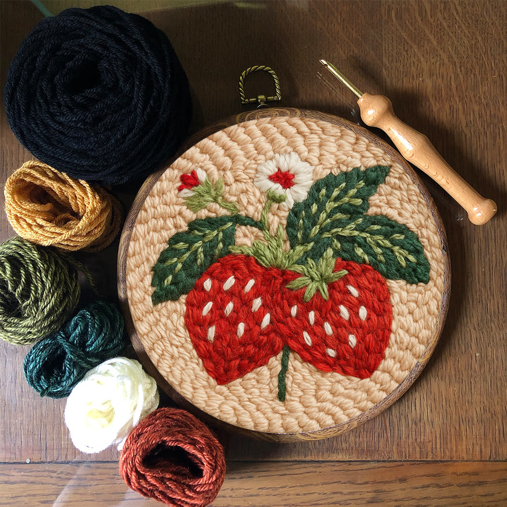 Strawberries Punch Needle Kit - Diy Needlework For Child | Beginner Friendly Handicraft - image 7