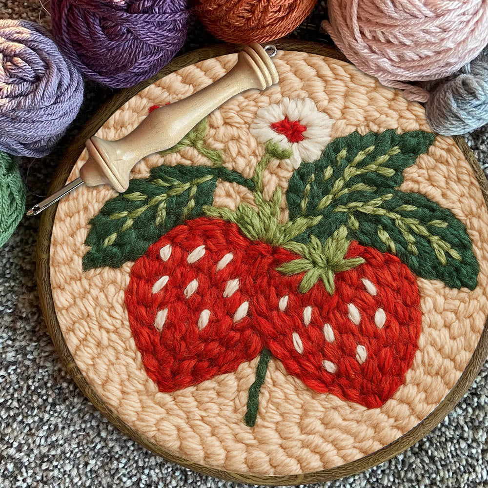 Strawberries Punch Needle Kit - Diy Needlework For Child | Beginner Friendly Handicraft - image 9
