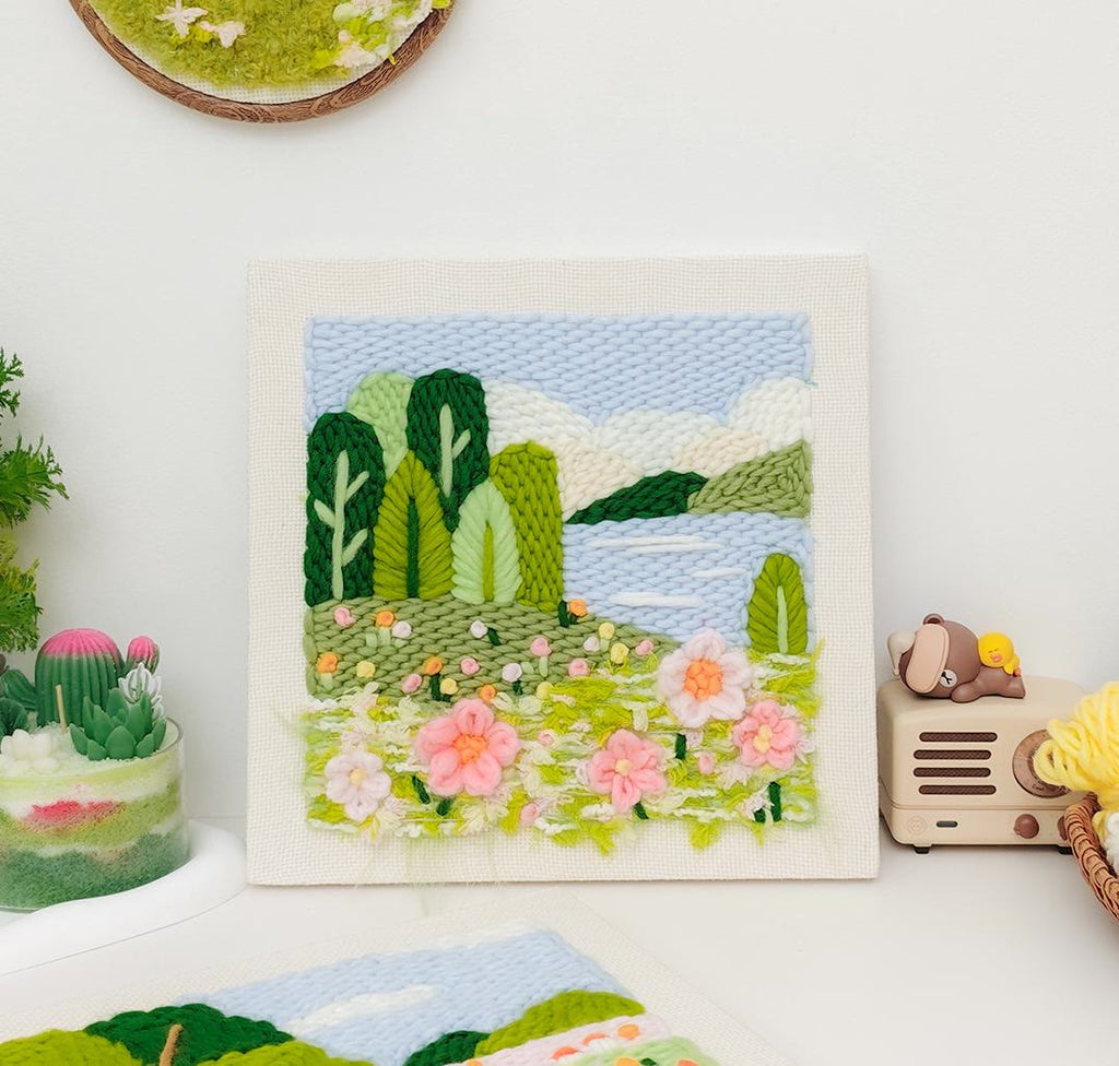 Spring Scenery Series Square Punch Needle Kit - Beautiful Landscape Handicraft | Decorative Housewarming Gifts - image 3