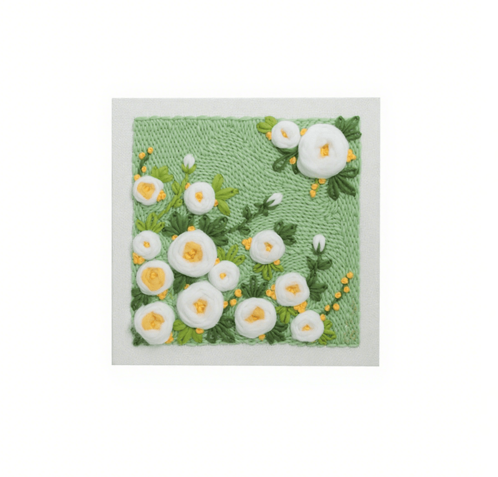 Flower Series Square Punch Needle Kit - Charming Flowers Craft | Nice Birthday Gifts For Her - Green - image 4