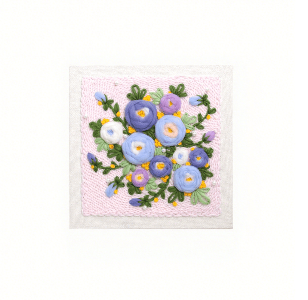 Flower Series Square Punch Needle Kit - Charming Flowers Craft | Nice Birthday Gifts For Her - Purple - image 3