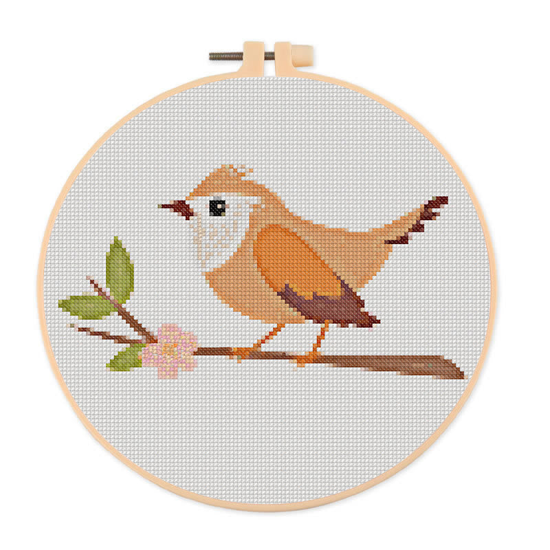  Cross Stitch Kit - Little Wren | Animal Sewing Craft | Beginner Friendly Handicraft  - 20×20cm - image 0