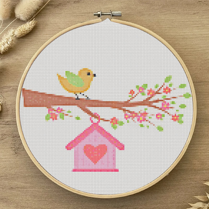  Cross Stitch Kit - Little Bird On A Branch | Creative Wall Decoration | Unique Stitch Artwork - image 1