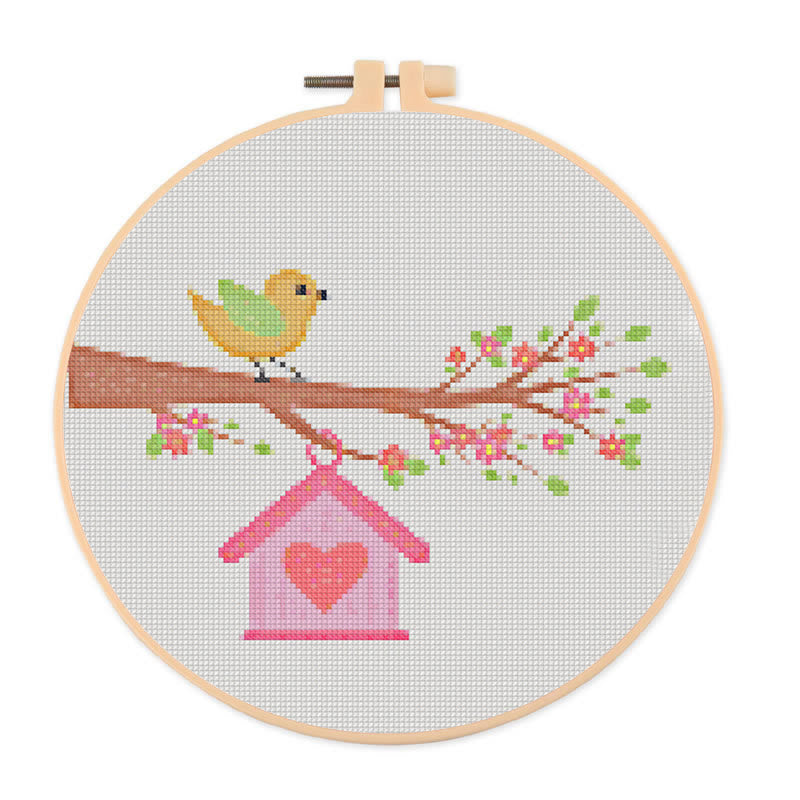  Cross Stitch Kit - Little Bird On A Branch | Creative Wall Decoration | Unique Stitch Artwork - 20×20cm - image 0