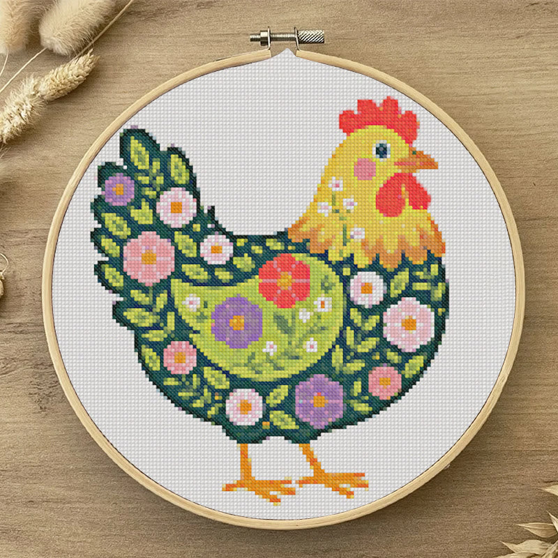  Cross Stitch Kit - Floral Hen | Colorful Handmde Craft | Starter Diy Needlework - image 4