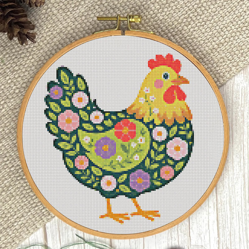  Cross Stitch Kit - Floral Hen | Colorful Handmde Craft | Starter Diy Needlework - image 5
