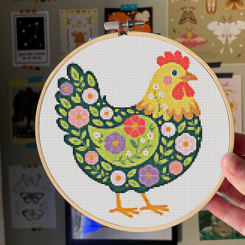  Cross Stitch Kit - Floral Hen | Colorful Handmde Craft | Starter Diy Needlework - image 6