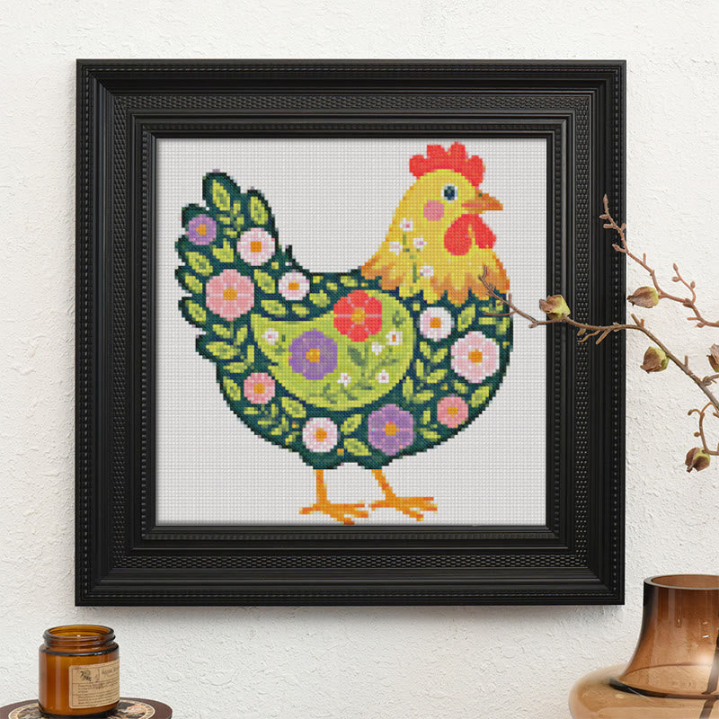  Cross Stitch Kit - Floral Hen | Colorful Handmde Craft | Starter Diy Needlework - image 8