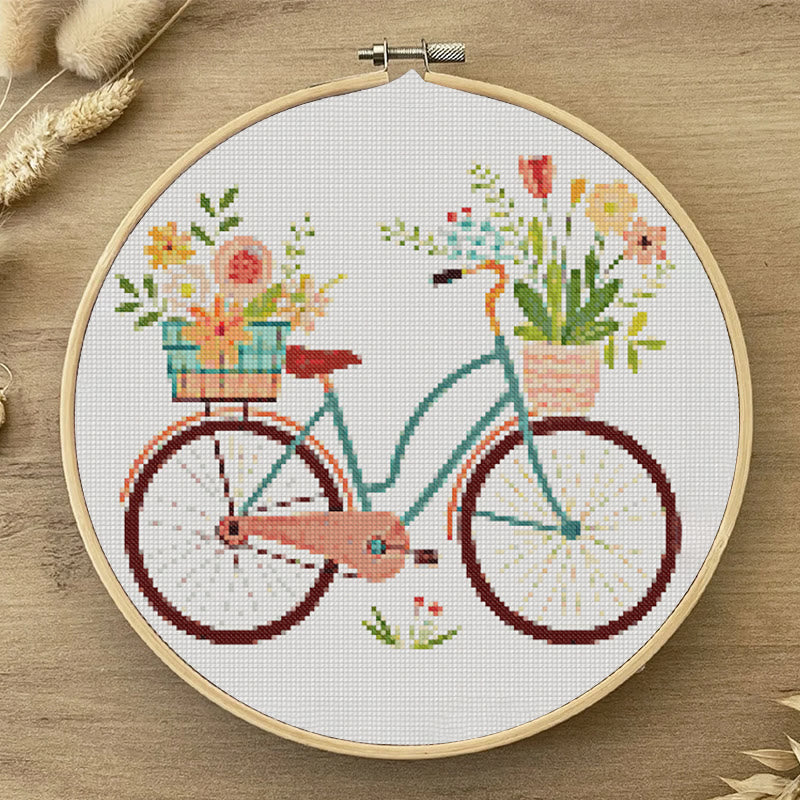  Cross Stitch Kit - Botanical Bicycle | Diy Stitch Handicraft | Nice Birthday Gifts For Friends - image 1