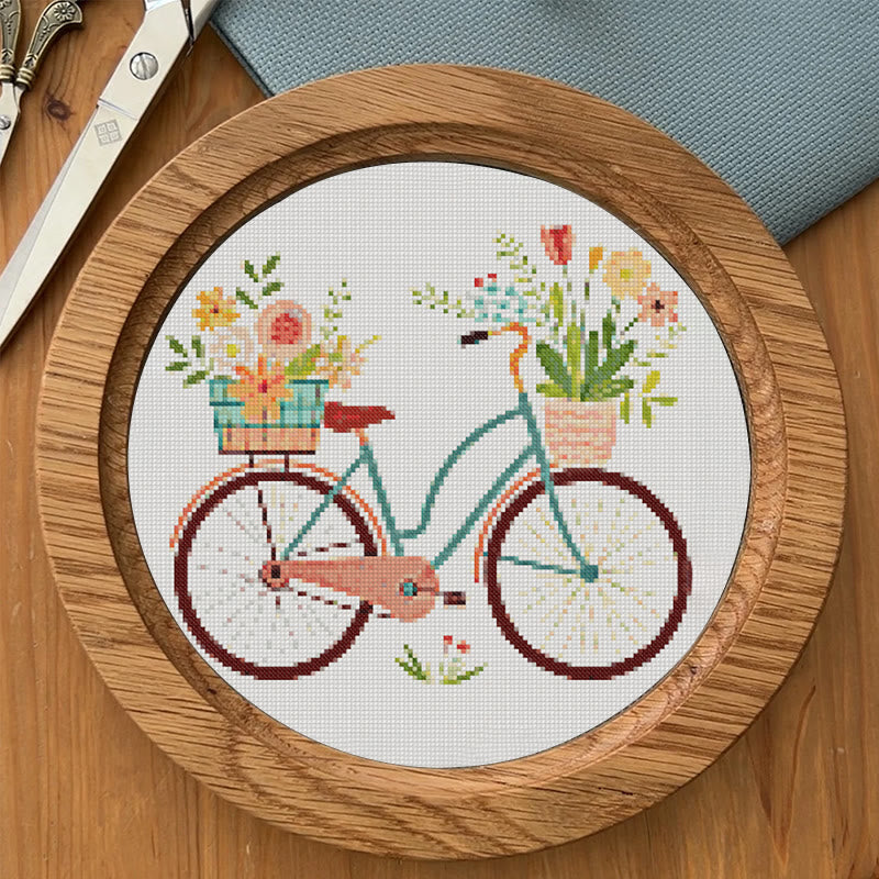  Cross Stitch Kit - Botanical Bicycle | Diy Stitch Handicraft | Nice Birthday Gifts For Friends - image 7