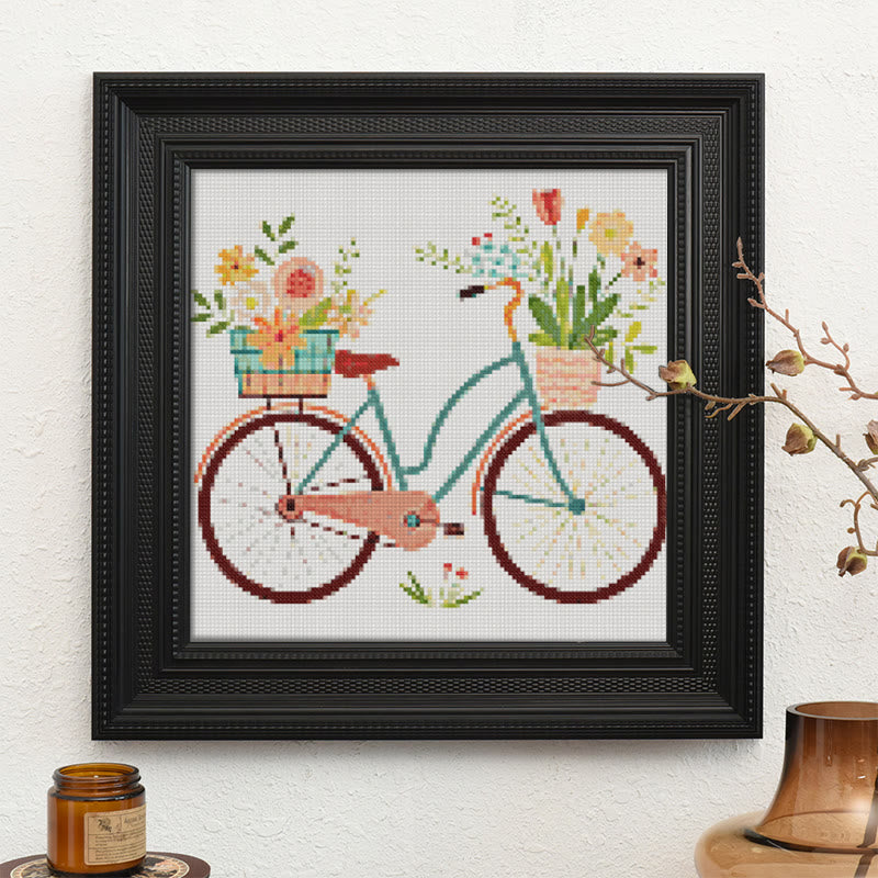  Cross Stitch Kit - Botanical Bicycle | Diy Stitch Handicraft | Nice Birthday Gifts For Friends - image 9