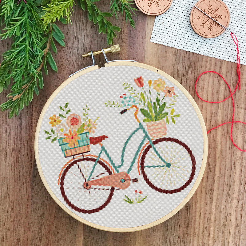  Cross Stitch Kit - Botanical Bicycle | Diy Stitch Handicraft | Nice Birthday Gifts For Friends - image 6