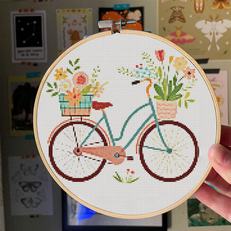  Cross Stitch Kit - Botanical Bicycle | Diy Stitch Handicraft | Nice Birthday Gifts For Friends - image 4