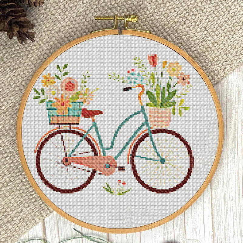  Cross Stitch Kit - Botanical Bicycle | Diy Stitch Handicraft | Nice Birthday Gifts For Friends - image 5