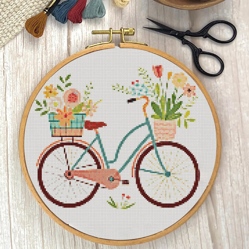  Cross Stitch Kit - Botanical Bicycle | Diy Stitch Handicraft | Nice Birthday Gifts For Friends - image 2