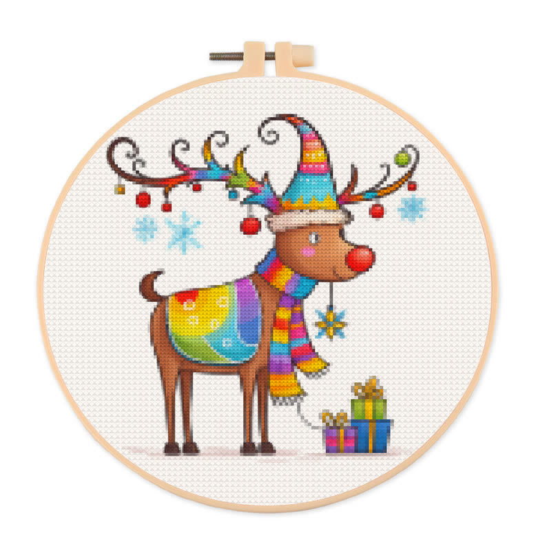  Cross Stitch Kit - Christmas Deer | Diy For Christmas Gift | Perfect For Christmas Tree Decor - 20×20cm - image 0