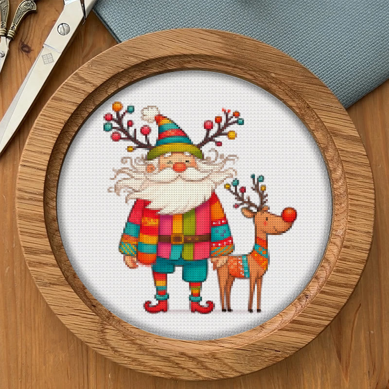  Cross Stitch Kit - Santa Claus And Elk | Christmas Needle Artwork | Christmas Decorative Handicraft - image 1