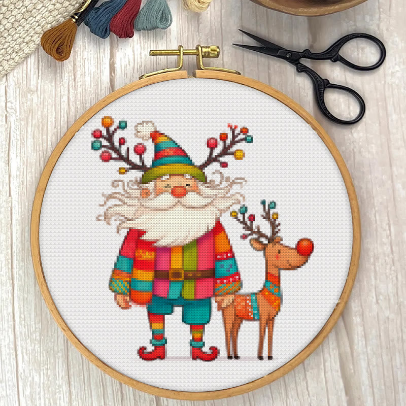  Cross Stitch Kit - Santa Claus And Elk | Christmas Needle Artwork | Christmas Decorative Handicraft - image 2