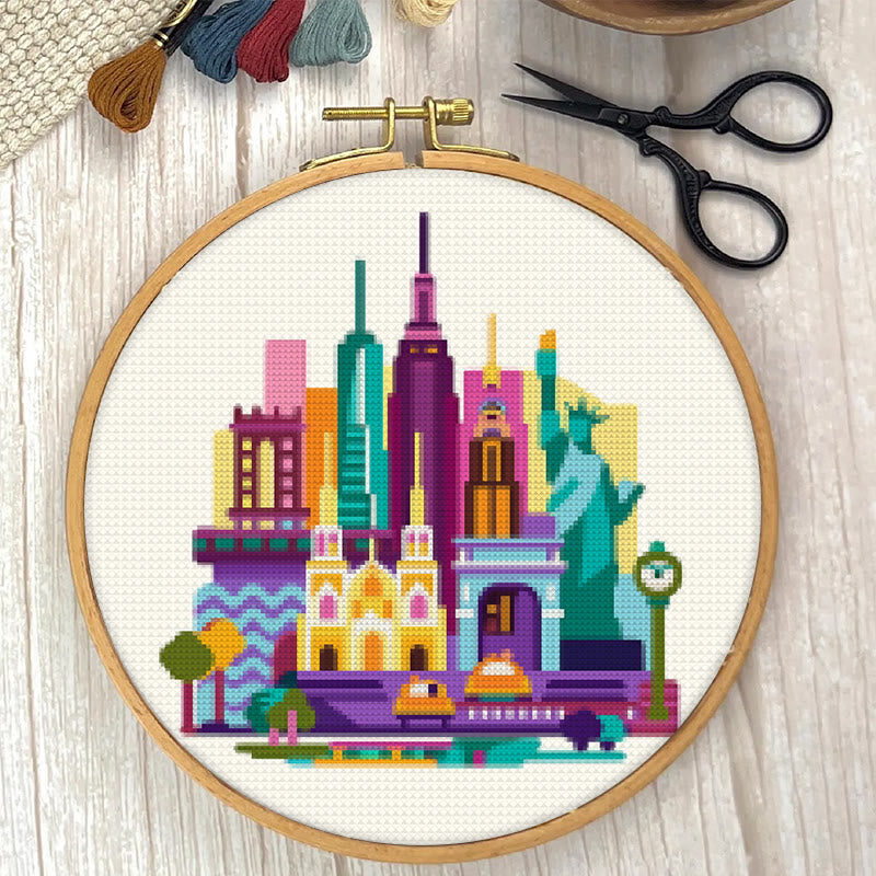  Cross Stitch Kit - Skyscrapers | Fashionable Home Decor | Beginner Stitch Craft - image 1