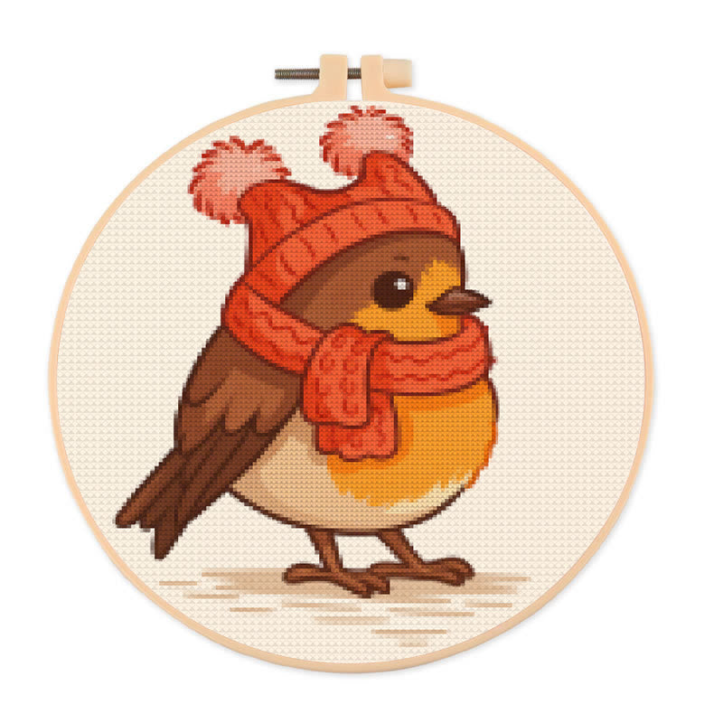  Cross Stitch Kit - Winter Bird | Adorable Animal Craft | Diy Handmade Needlework - 20×20cm - image 0