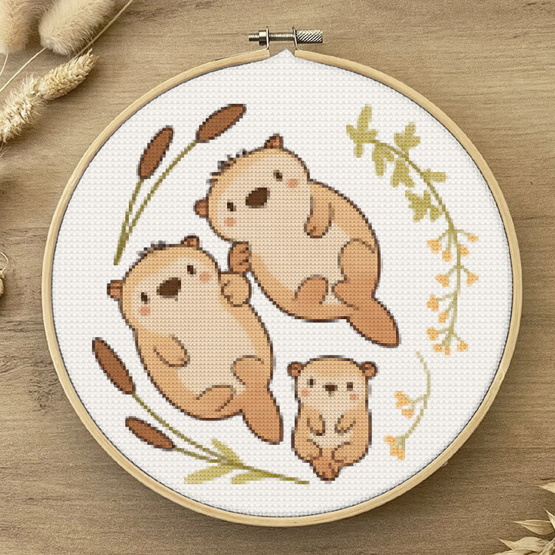  Cross Stitch Kit - Otter Family |  Lovely Animal Craft |  Diy Needlework Art - image 5