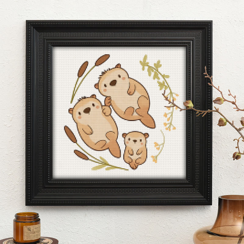  Cross Stitch Kit - Otter Family |  Lovely Animal Craft |  Diy Needlework Art - image 9
