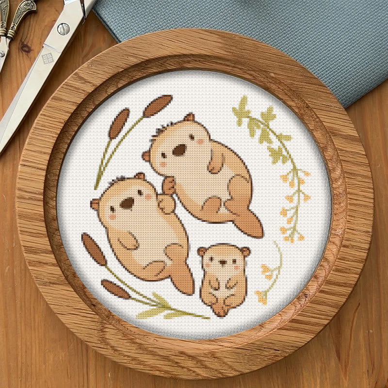  Cross Stitch Kit - Otter Family |  Lovely Animal Craft |  Diy Needlework Art - image 7