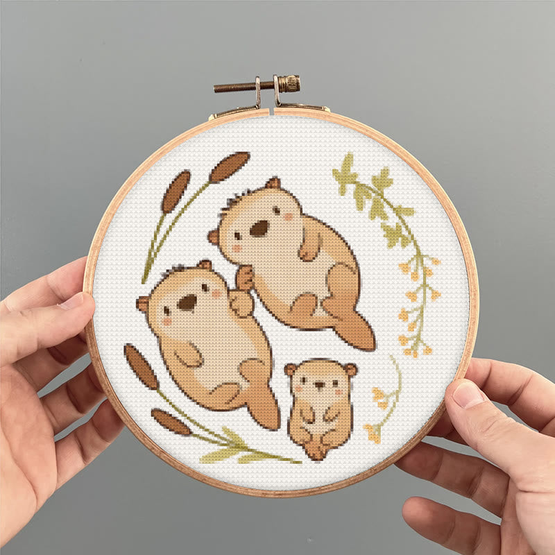 Cross Stitch Kit - Otter Family |  Lovely Animal Craft |  Diy Needlework Art - image 6