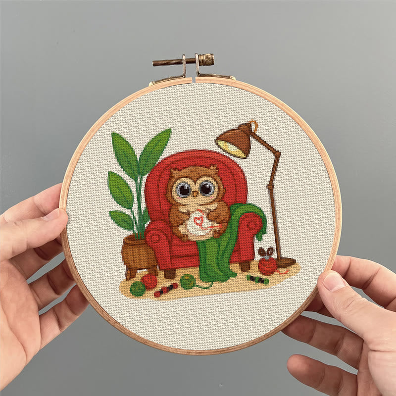  Cross Stitch Kit - Stitching Owl | Nice Gifts For Animal Lovers | Diy Handmade Craft  - image 1
