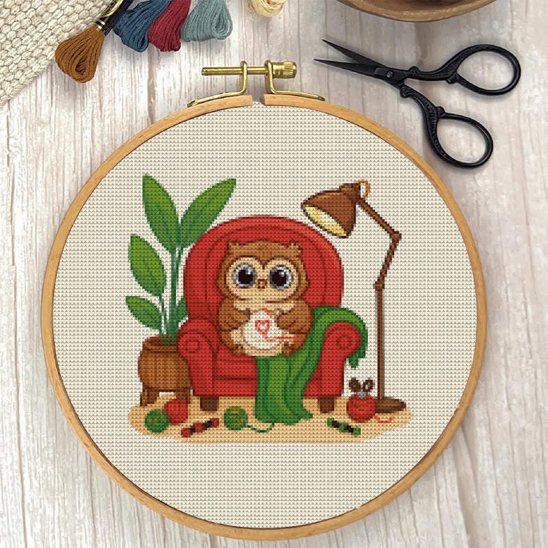  Cross Stitch Kit - Stitching Owl | Nice Gifts For Animal Lovers | Diy Handmade Craft  - image 2