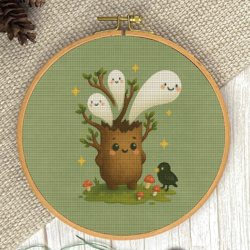  Cross Stitch Kit - Spooky Ghost Tree | Unique Desk Ornament | Perfect Handmade Gifts - image 1
